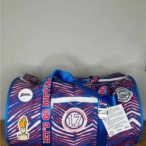 Blue and Red Duffel Bag
